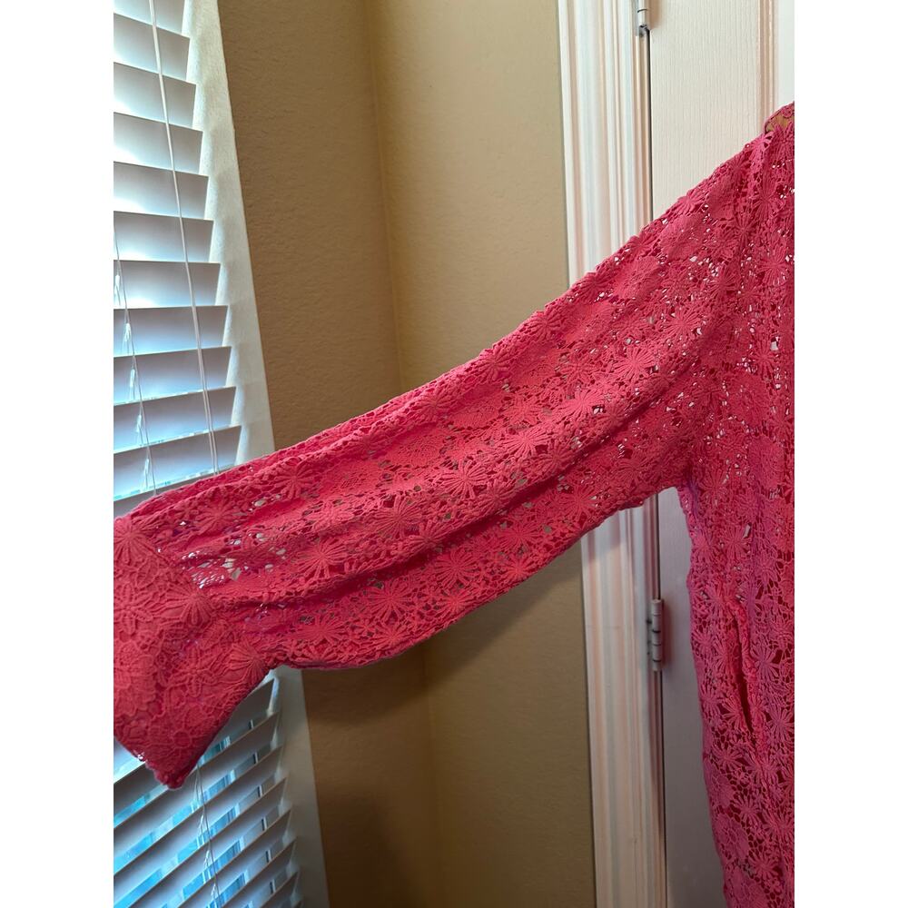 Mille XL High Low Cover Up Hot Pink Lacy Cotton - Picture 3 of 7